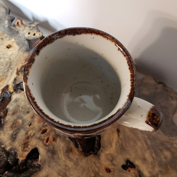 Vintage Speckled Glaze Abstract Floral Stoneware Coffee Tea Mug Cup - Picture 4 of 7